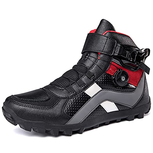 Zapatos de moto para hombre, botas moto para mujer, motociclista verano cuero ventilado transpirable moda parte superior, soporte tobillo, almohadilla cambio marcha, botas turismo para motocicleta