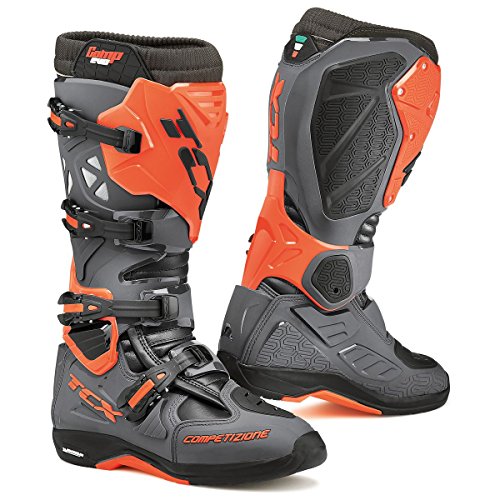 9661 - TCX Comp Evo Michelin Motocross Boots 45 Dark Grey Orange Fluo (UK 10)