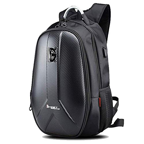 Fenglin Bolsa para casco de moto, mochila de gran capacidad, impermeable, fibra de carbono, resistencia a la abrasión, multifunción, color negro