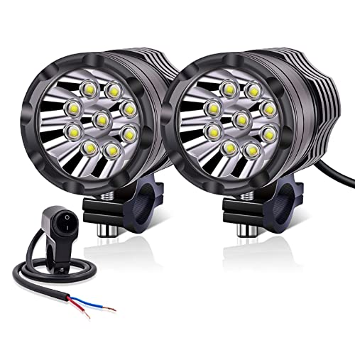 YnGia Faros antiniebla para motocicleta, luces auxiliares LED universales con interruptor a prueba de agua, faros delanteros de motocicleta, luces de conducción DRL, faros LED de para motocicleta