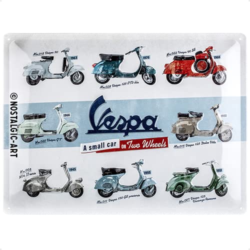 Nostalgic-Art Cartel de Chapa Retro Vespa – Model Chart – Idea de Regalo para los Aficionados a Las Scooters, metálico, Diseño Vintage, 30 x 40 cm