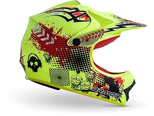 ARMOR Helmets AKC-49 Casco Moto-Cross, DOT certificado, Bolsa de transporte, L (57-58cm), Limited Amarillo