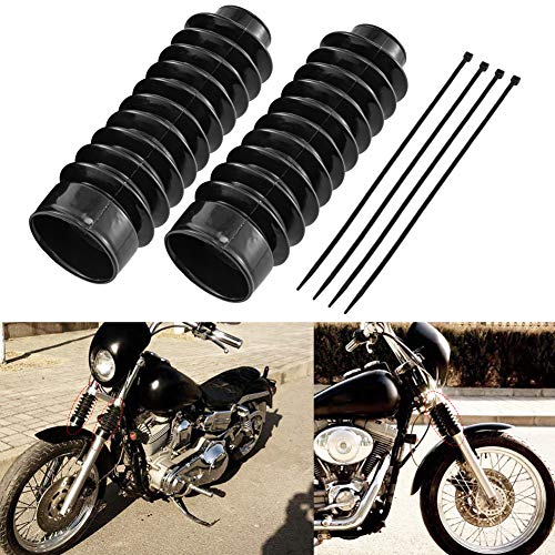 KATUR 235MM Motocicleta Negro Horquilla Botas Protector contra el Polvo Moto Universal Caucho Tenedor Delantero Cubierta de Tierra Jinete Horquilla Delantera Juego de amortiguadores (Paquete de 2)