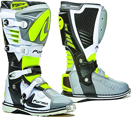 FORMA FORC520-15987844, Botas de Moto, Gris Blanco Amarillo Fluo, 44 EU