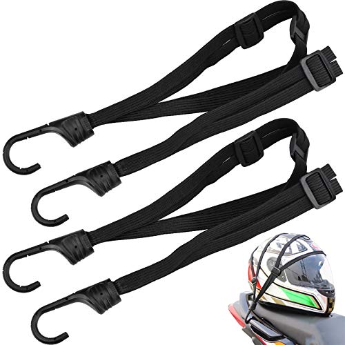 2 Piezas Cuerda Casco de Moto, Correa Equipaje Elástica Ajustable con Gancho para Moto y Bicicleta Correa Elástico de Pulpo - Negro, 60 cm