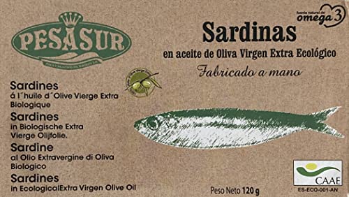 Sardinas PESASUR en Aceite de Oliva Virgen Extra Ecológico Lata [Pack 3 ud x 120 g]