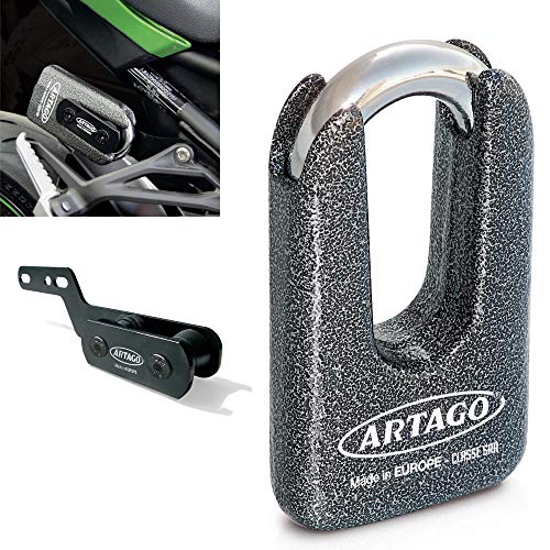 Artago 69T3 Pack Candado Antirrobo Disco Alta Seguridad + Soporte para Kawasaki Z900, Homologado Sra, Sold Secure Gold, ART4