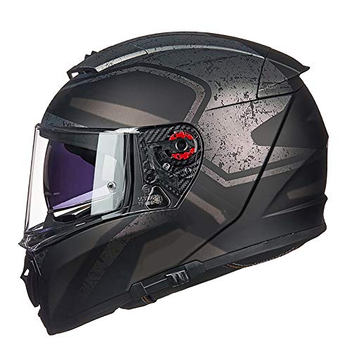 Casco Moto Integral Casco de Motocicleta Casco de Personalizado Diseño de Lente Doble Antivaho Forro Extraíble Hebilla Rápida Ventilado Certificación ECE para Adultos（55-63cm）