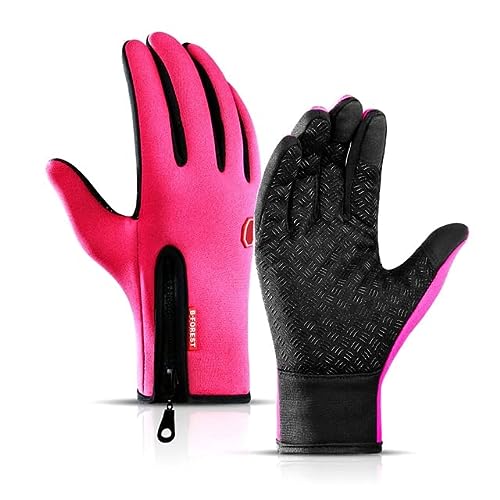 ZLKZZQ Guantes cálidos de Invierno para Ciclismo, Dedo Completo para Motocicleta, Bicicleta, esquí, Senderismo, Guantes Deportivos, Guantes para Ciclismo, Accesorios para Bicicleta -Pink-2-M