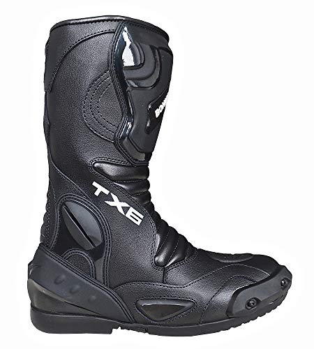 Botas de moto para hombre, deportivas, de piel, estables,protectores reforzados integrados, con protección en los tobillos, ergonómicas, botas moteras, biker, motorista - 42