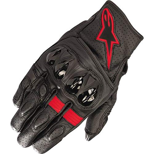 Alpinestars Guantes de piel para motocicleta Alpinestars Celer v2, color negro y rojo