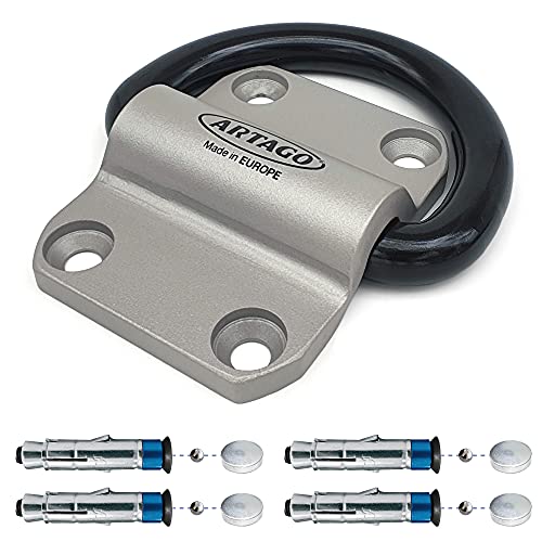 Artago 60 Anclaje Suelo Pared Alta Seguridad Antirrobo para Motos y Bicicletas, Anilla Basculante 20mm diámetro, 100% de Acero, 4 puntos de fijación, Bunker Selection, Tamaño universal