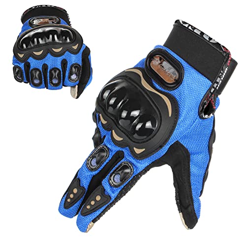 GES Hombres Moto al aire libre Guantes impermeables Motocicleta Pantalla táctil de dedo completo Racing Motocross Guantes (L, Azul)