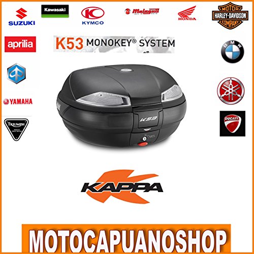 Baúl Monokey maletín Kappa K53 Tech carcasa negro relieve universal para moto