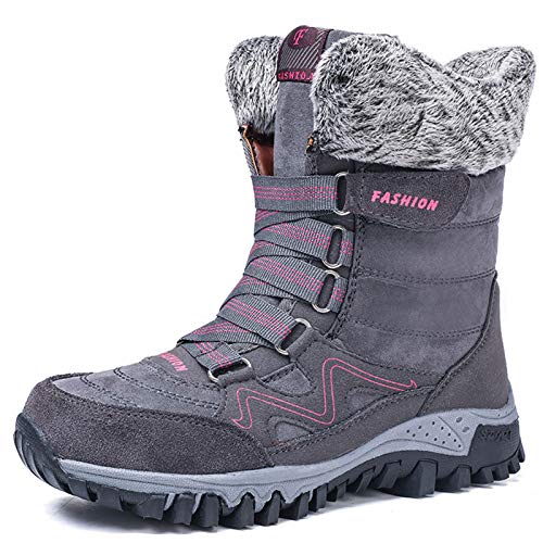 Q-YR Botas De Nieve Cálidas Mujeres De Invierno Más Terciopelo Espesando Tubo Zapatos De Algodón Antideslizante Y Resistente Al Frío para Touring De Esquí,D,36