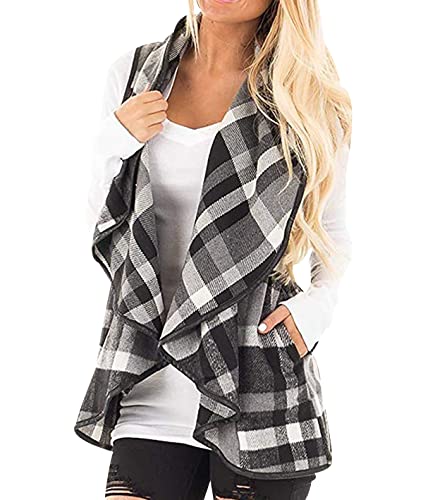 OADOBKICE Chaleco Acolchado Mujer Chaleco Mangas Mujer Chaleco Oversize Chaleco Ajustado Sin Mangas Chaleco Cuadros Bolsillo Mujer Chaqueta Sin Mangas Chaleco Cálido Mujer Chaleco Red Gris XXL