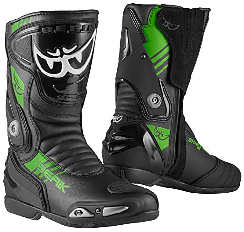 Berik Shaft 3.0 Botas de moto (Black/Green,37)