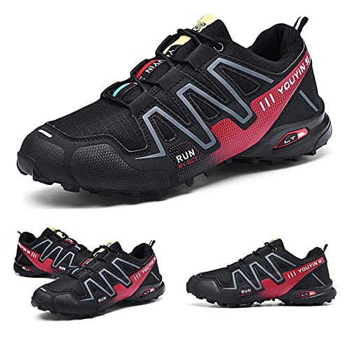 KUXUAN Zapatos de Ciclismo para Hombres,Zapatos de Bicicleta de Carretera Bicicleta de montaña MTB Zapatos Antideslizantes para Correr Casual - 39EU ~ 47EU,Black-44EU