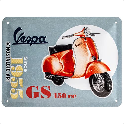 Nostalgic-Art Cartel de chapa retro Vespa – GS 150 Since 1955 – Idea de regalo para los fans de las scooters, metálico, Diseño vintage, 15 x 20 cm