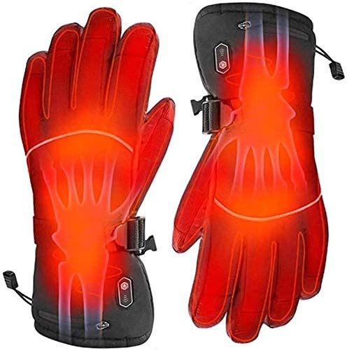 LRX Guantes Calefactables Moto PU Cuero Impermeable de la Pantalla táctil de Invierno Mano Caliente de calefacción por Infrarrojos Clima frío Guantes térmicos for Montar Motociclismo Esquí