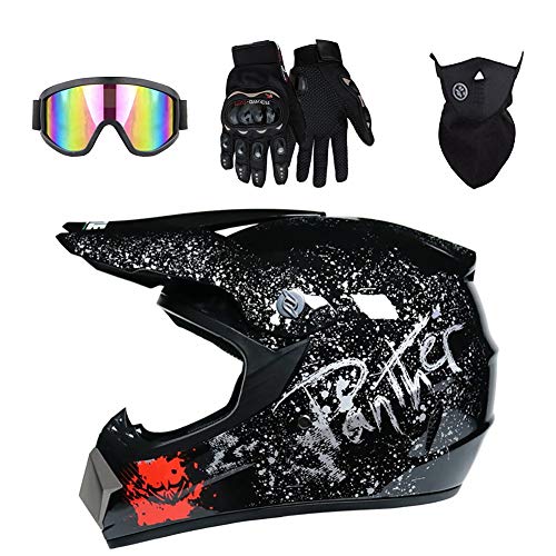 DYOYO Casco Profesional Motocross Offroad Helmet con Gafas Máscara Guantes Cascos Dirt Bike ATV Motocicleta Casco Guantes Gafas Ideal ECE Homologado para Niño Adultos Bicicleta