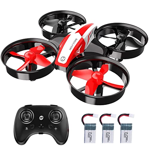 Holy Stone HS210 Mini Drone para Niños y Principiantes, Helicóptero RC Quadcopter con Vuelo Automático, Giro 3D, Modo sin Cabeza y Baterías Extra, Rojo