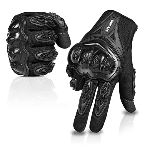 IRON JIA'S Par Guantes Dedo Completo PU Proteccion para Moto Bici Motocicleta Motorista puede pantalla táctil … (L, negro)