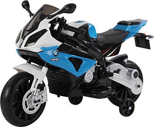 BMW - Moto eléctrico con licencia para niños, motor doble de 12 V, estabilizadores incluidos, 110 x 52 x 70 cm, apto para 3 + años (Producto con enchufe de UK)