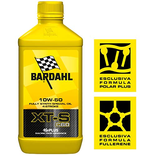 Aceite Sintético para Motos 4T - Buena Lubricación para el Motor - XT4S C60 10W50 Moto - 1 L - Para Racing, Hypersport, Sport-tourer y Off-road - Bardahl