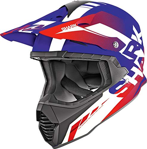 Casco de Cross Shark Varial Anger Azul Blanco Rojo BWR Talla L