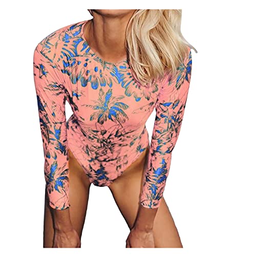 Bañador Pepe Jeans Traje de baño Largo y Sexy para Mujer, Traje de baño con Mangas de Playa siamesa, Traje de baño Estampado Ajustado Multicolor, Trajes de Bragas De Bikini Altas