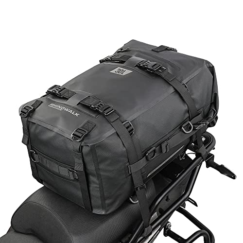 Rhinowalk Bolsa de Motocicleta Multifuncional Bolsa de Cola Equipaje de Motocicleta 30L Maleta de Motocicleta Alforjas Bolsas de alforjas-Negro