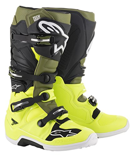 Alpinestars Crosslaarzen Tech 7 Fluor Yellow/Military Green/Black-40.5 (EU)