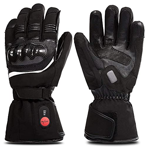 SAVIOR HEAT Guantes Calefactables Moto, Guantes Calefactables para Hombre Mujer, 7.4V Guantes con Calefacción Impermeables Batería Recargables Pantalla Táctil, Funciona hasta 2.5-7 Horas