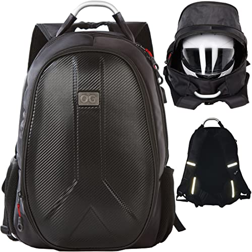 OG Original GetAway Mochila Moto Impermeable, Hombre, Rígida, Gran Capacidad, Expandible 35L/45L, Bolsa Porta-Casco Motorista, Correa Casco, Antirrobo, Reflectante, USB, Portátil