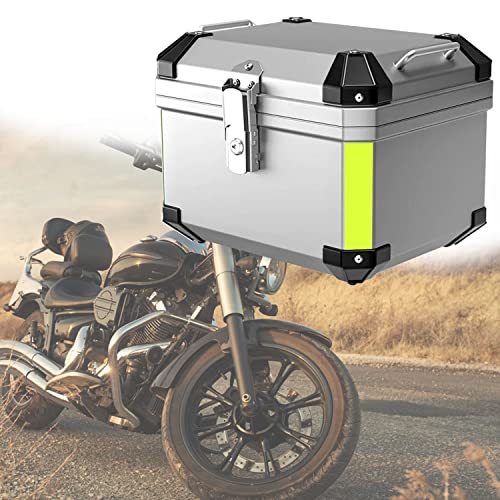 WNANCH Baúl De Moto Maletero, 75L 45L Capacidad, Maletero De Moto Puede Contener 2 Cascos Impermeable Multiusos Caja De Moto (Color : Plata, Size : 57L)