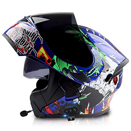 Casco Modular Moto con Bluetooth Cascos Modular Flip Up Motocicleta ECE R22-05 Aprobado con Doble Visera HD Altavoz Incorporado, Respuesta Automática D,XXL