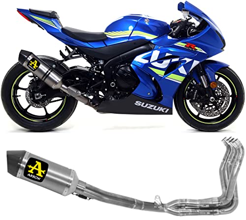 arrow tubo de escape completo competition evo race-tech titanio fondo carby conector titanio/compatible con suzuki gsx-r 1000 2017 2018 2019 2020 mototopgun