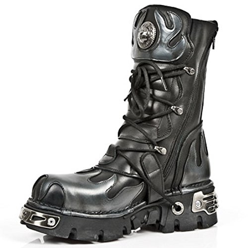 New Rock Metallic Negro Cuero Botas M.591-S2