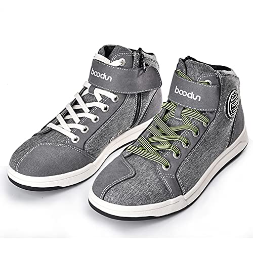 Botas de Moto para Hombre Calzado de Moto Informal Zapatillas de Deporte Zapatillas de Moto de Motocross Impermeables y Antideslizantes Botines Al Aire Libre,Grey-11UK