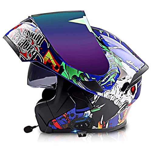 LIRONGXILY Casco Moto Modular Casco Moto Integral con Bluetooth Integrado Casco Modular con Doble Visera Mujer Adultos ​para Scooter Biker Mofa Crash Cruiser Chopper ECE Homologado