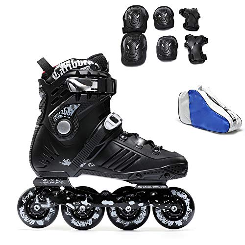 MILECN Patines en línea Ajustables para los niños, para Adultos/niños/niñas Quad Patines Botas, Quad Interior/Exterior Roller Skates Adultos Jóvenes Unisex (Negro),41