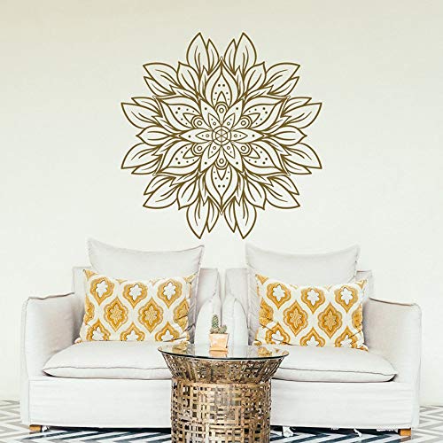 Nueva flor Mandala etiqueta de la pared Golden Mandala Design Decal Sticker Dormitorio Sala de estar Yoga Studio Meditación Sticker A1 42x42cm