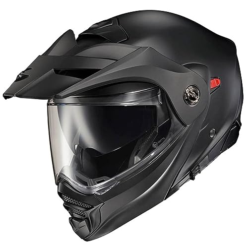 Scorpion ADX-2 Negro Mate - Casco de Moto Trail Modular P/J + Pinlock - Casco con Visor Solar Homologado ECE (M)