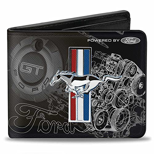 Buckle Down Unisex Mustang Tri-bar rayas/GT Motor Modelo Bi-fold cartera multicolor