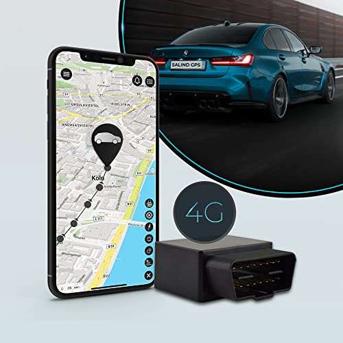 SALIND GPS Tracker 4G para Coche, vehículo y camión con Enchufe OBD2- Dispositivo de localización en Tiempo Real- protección antirrobo con Alarma y notificaciones a través de App