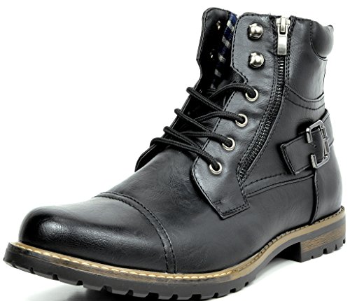 Bruno Marc Botas de Combate Militar para Hombres Botines de Moto Tactical para Hombre NEGRO-3 PHILLY-3 Talla 46EU/12US