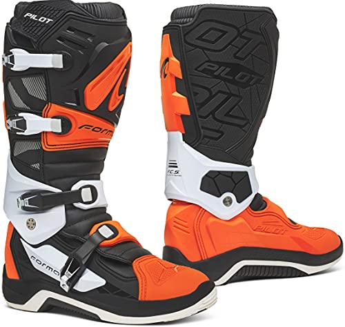 FORMA Pilot, Botas para Moto Unisex Adulto, Negro, Naranja y Blanco, 45 EU