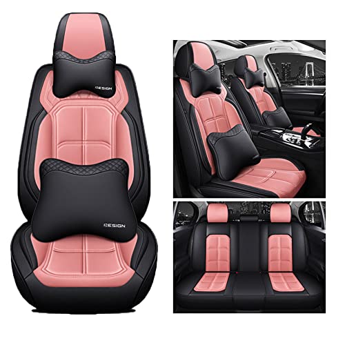 LLYODS Compatible con fundas universales para asientos de coche, juego completo de accesorios para Citroen 2/Acadiane/AMI/AX/Axel/Berlingo/BX/C-crosser/C-elysee: rosa lujo