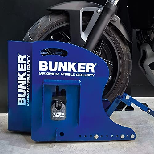 Bunker BP68M Antirrobo Moto Máxima Seguridad para Parking con Calzo de Rueda Ajustable, Anclaje Moto Blindado, Candado Acero